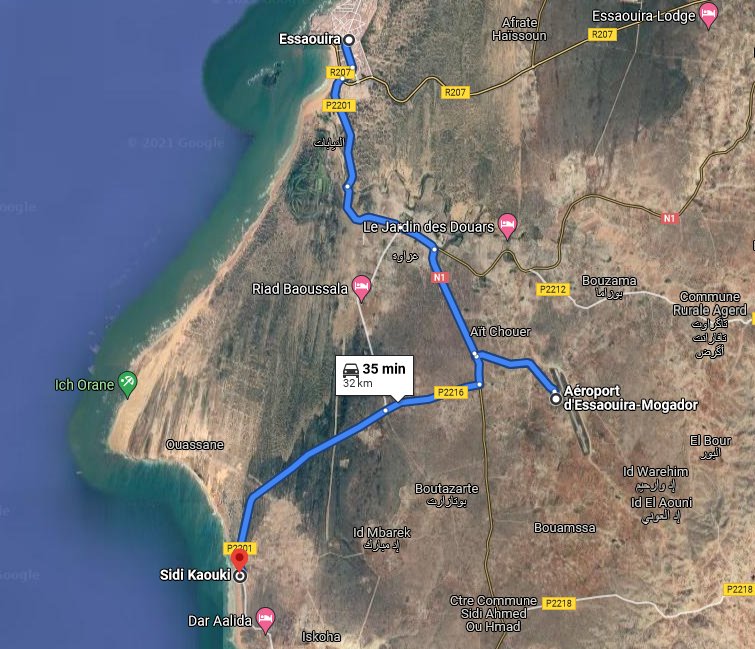 Itinéraire Essaouira Airport